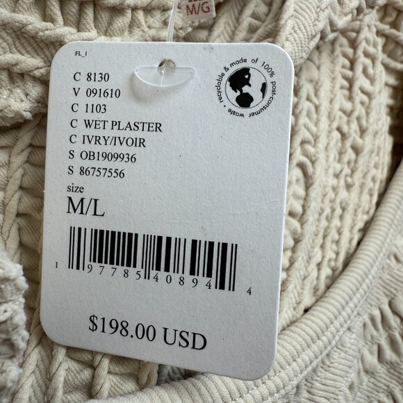 Free People Gabby Seamless Midi Dress Women's M/L Ivory Wet Plaster Textured NWT - Picture 14 of 16